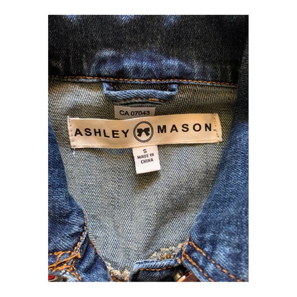 Ashley Mason girls Embroidered patch Rose Jean Jacket small - Picture 7 of 7